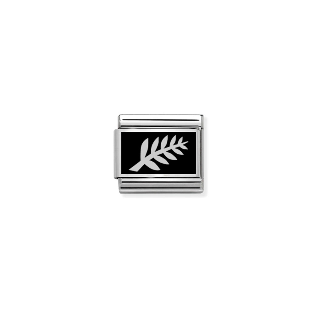 NOMINATION COMPOSABLE CLASSIC LINK 330206/13 NZ SILVER FERN IN ENAMEL & 925 SILVER