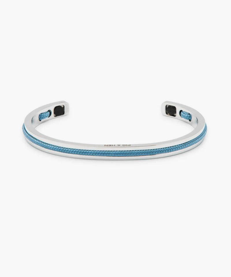 PIG & HEN NAVARCH 6MM PIGEON BLUE/SILVER CUFF BANGLE