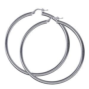 STERLING SILVER ITALIAN PLAIN HOOP 3MM 50MM INSIDE DIA