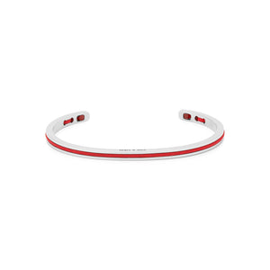PIG & HEN NAVARCH 4MM RASPBERRY/SILVER CUFF BANGLE