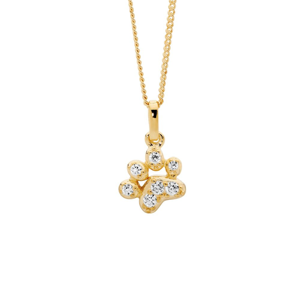 ELLANI COLLECTIONS SS GOLD PLATE PAW PRINT PENDANT