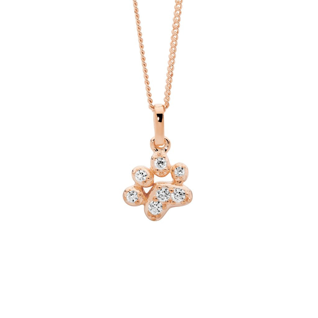 ELLANI COLLECTIONS SS ROSE GOLD PLATE PAW PRINT PENDANT