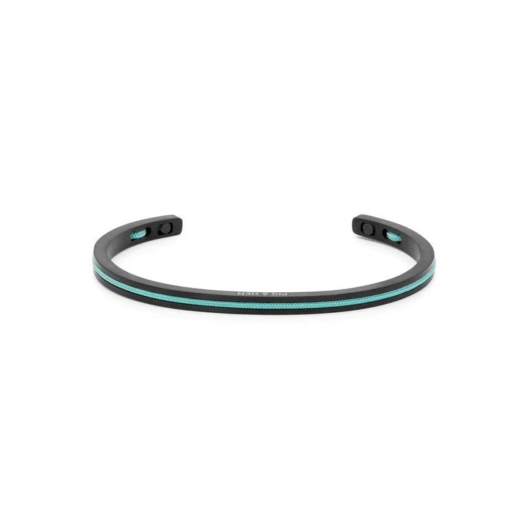 PIG & HEN NAVARCH 4MM TURQUOISE/BLACK CUFF BANGLE