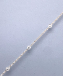 STERLING SILVER 925 3MM BALLS ON POPCORN CHAIN - 45CM